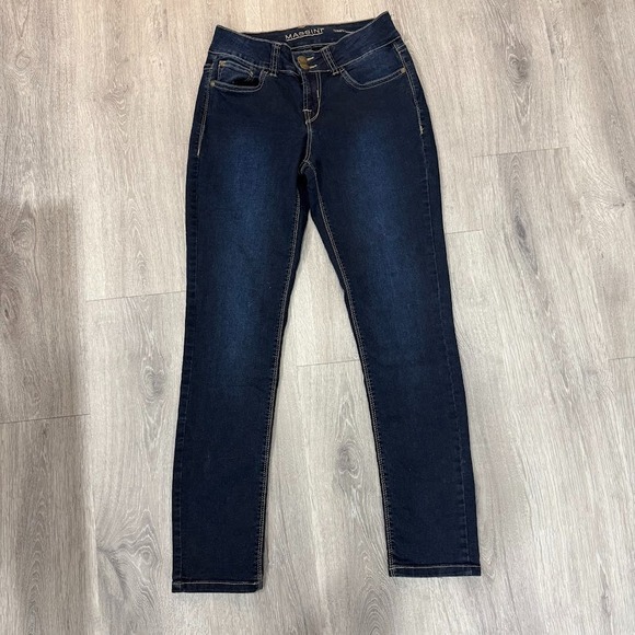 Massini Denim - Massini Curvy Skinny Jeans Womens 4 Dark Blue Stretch Denim 27x29.5